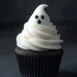 Ghost Cupcakes with spooky white frosting and chocolate cupcake base for Halloween