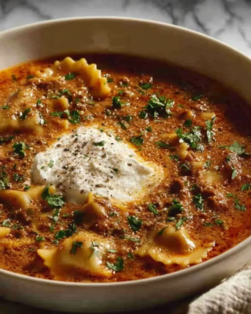 mouthwatering one pot lasagna soup