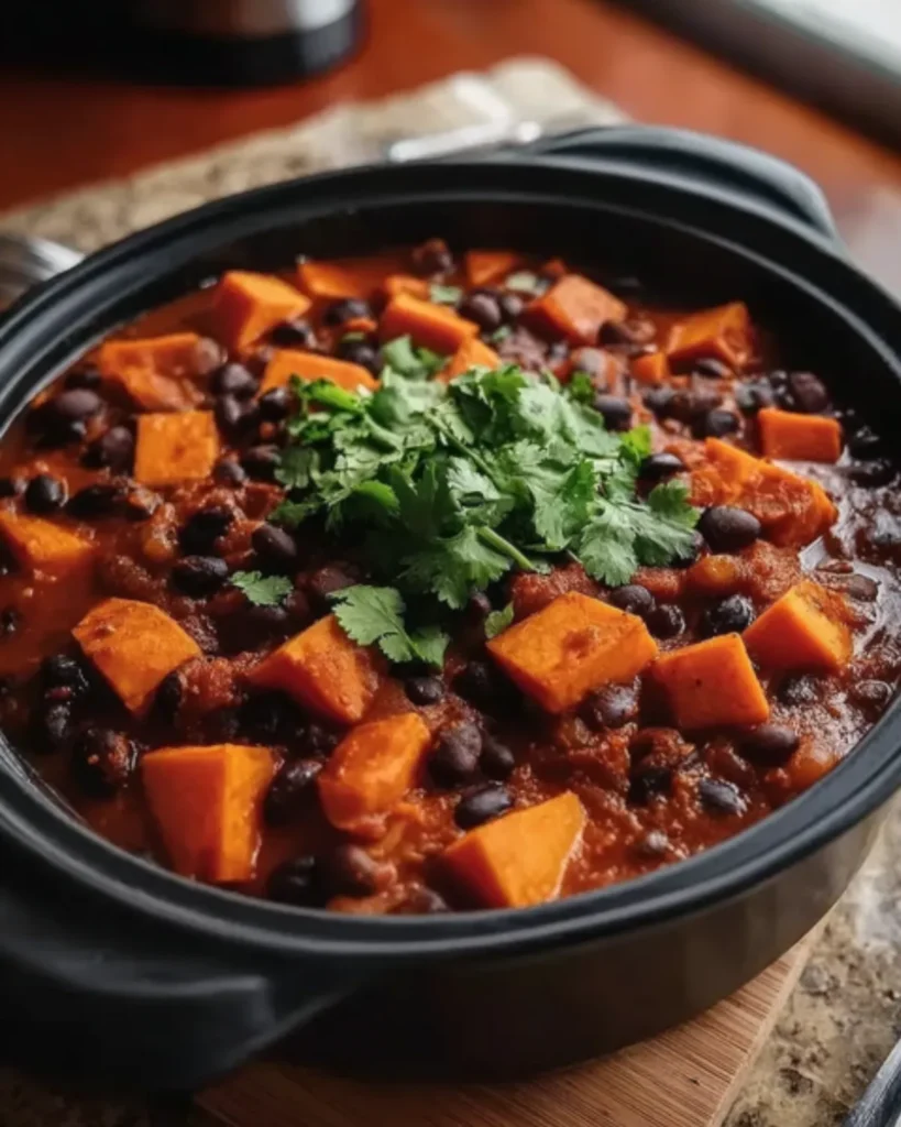 Sweet Potato & Black Bean Chili served warm