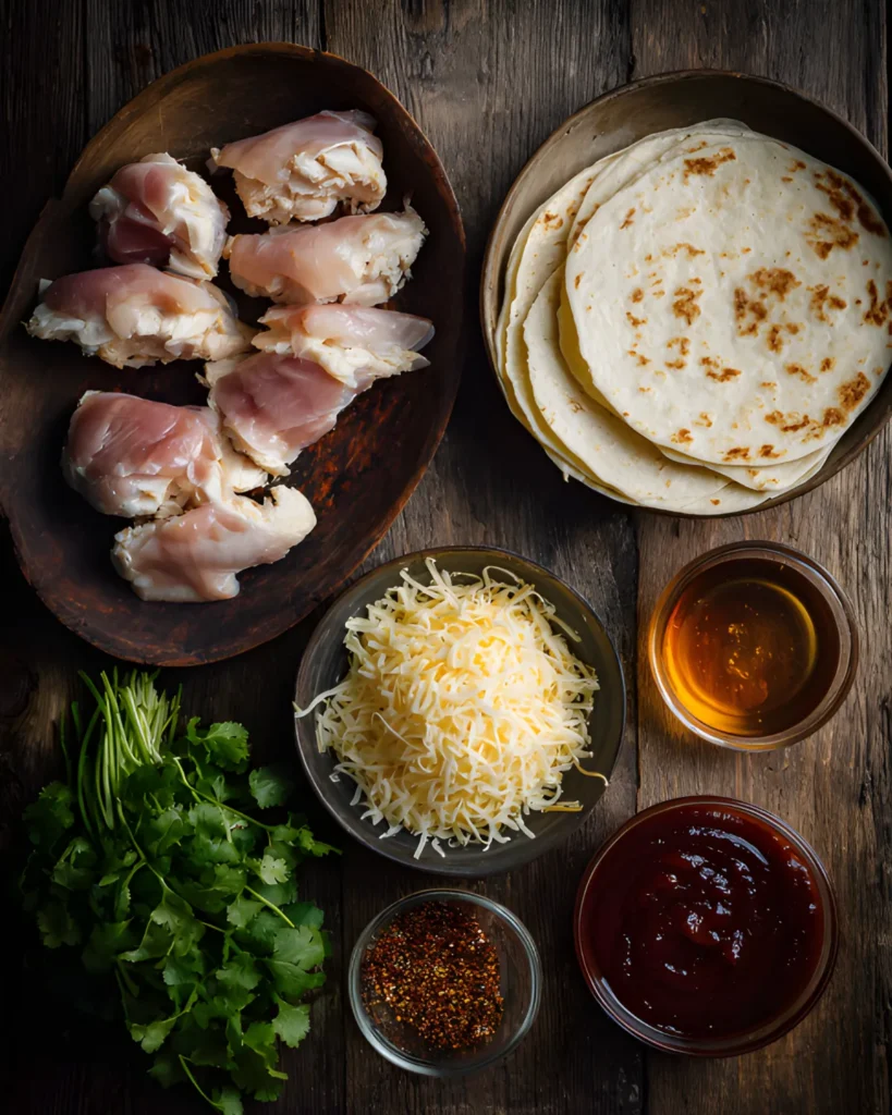 Fresh ingredients for Southwest chicken salad including raw chicken breasts, black beans, corn, limes, lettuce, and spices