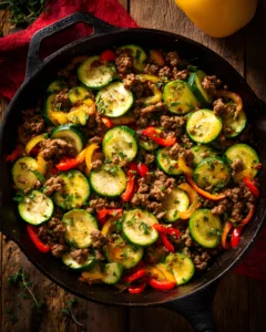 Zucchini and Ground Beef Skillet healthy low carb dinner