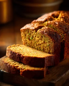 Best Zucchini Bread Recipe sliced on a wooden board showing moist texture and golden crust