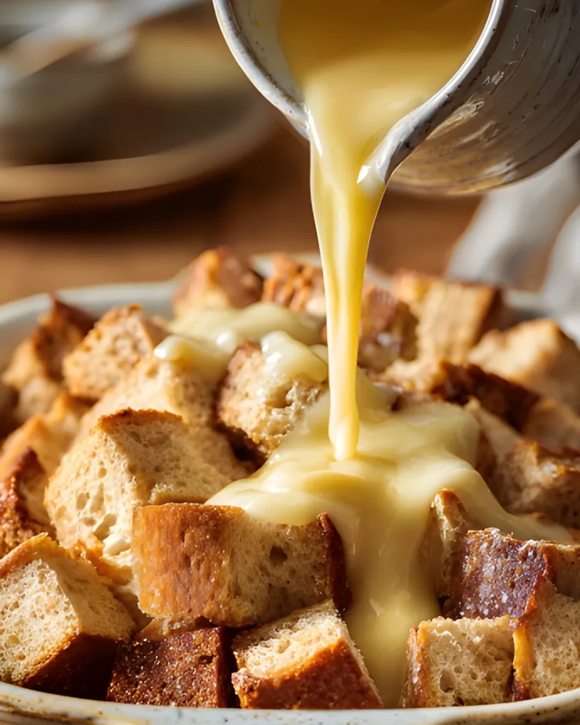 French Toast Bake With Sourdough Bread creamy sausage gravy served in a bowl with biscuits on a rustic table
