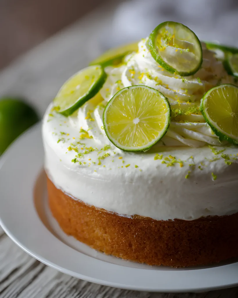 Carlota de Limón Recipe featuring a creamy lime dessert topped with whipped cream and fresh lime slices